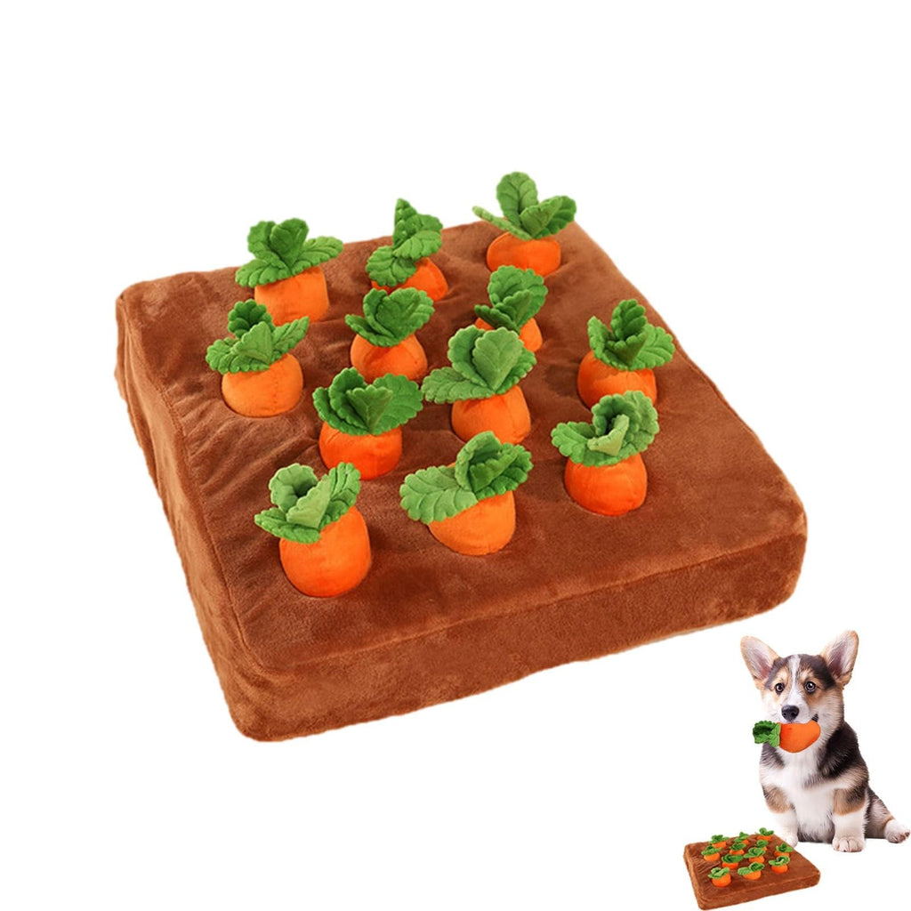 DIYGIFF Carrot Dog Toys-Carrot Snuffle Mat for DogsInteractive Dog Plush Puzzle Toys2 in 1 Non-Slip Nosework Feed Games Pet Stress Relief with 12 Carrots