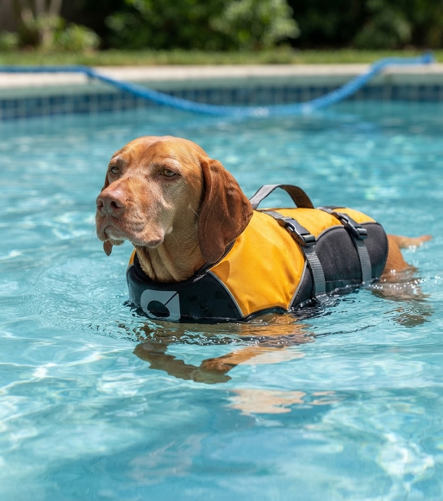 Stunt Puppy Float Doggy Life Jacket – Ergonomic Dog Life Vest for Swimming | Patented Design for Secure Fit (Medium, Mango)