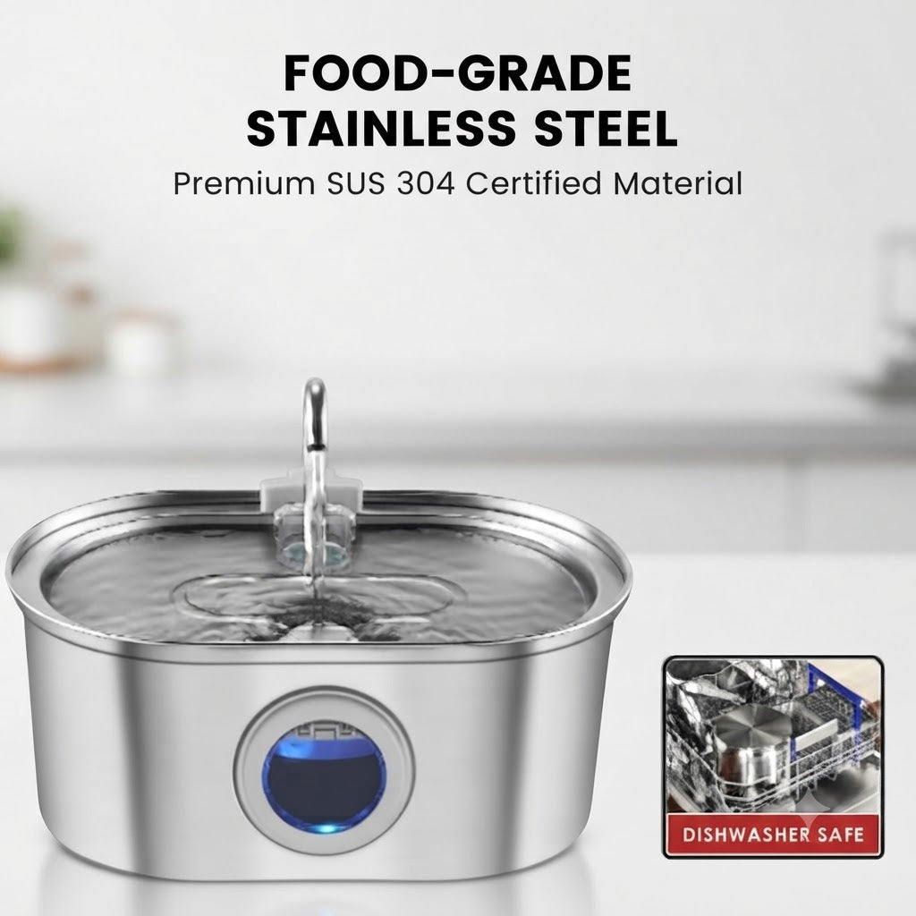 Stainless Steel Pet Water Fountain & Dispenser (3.2L) | The Healthy Dog Co