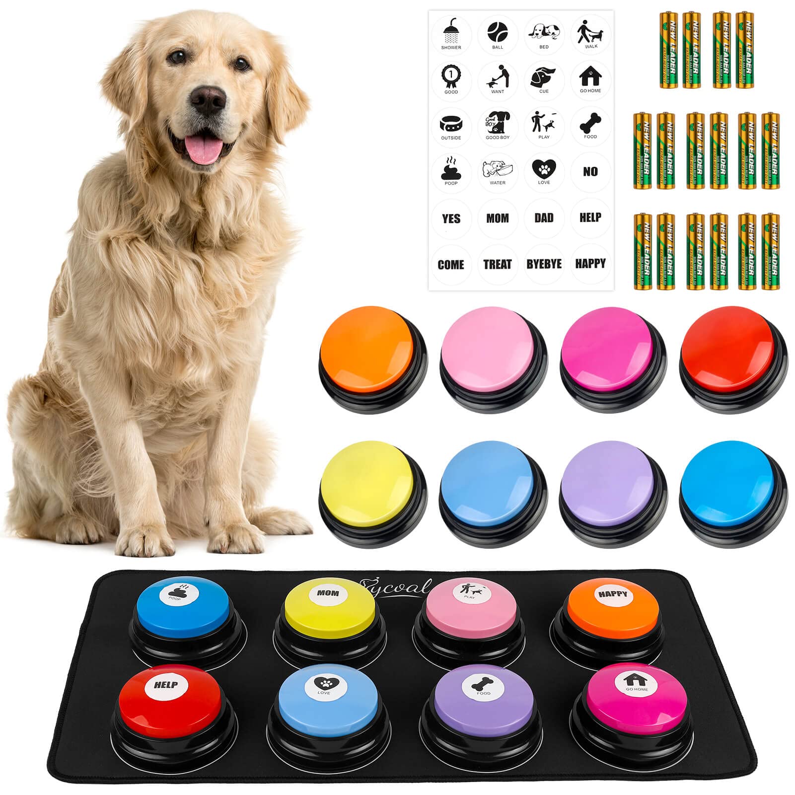 The Healthy Dog Co. Premium Talking Pet Buttons & Training Mat Set (8-Pack)