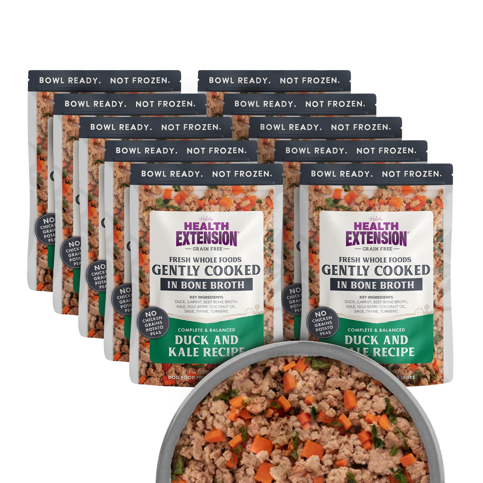 Health Extension Gourmet Gently Cooked Duck & Kale – 30-Day Canine Wellness Protocol & Meal Topper (10 x 9 oz Pouches)