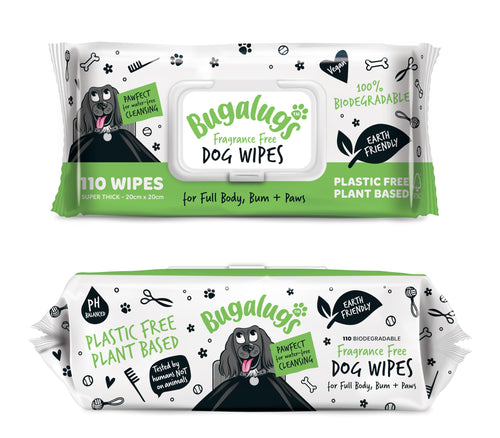 100% Biodegradable Fragrance-Free Dog & Cat Grooming Wipes (110 Count)