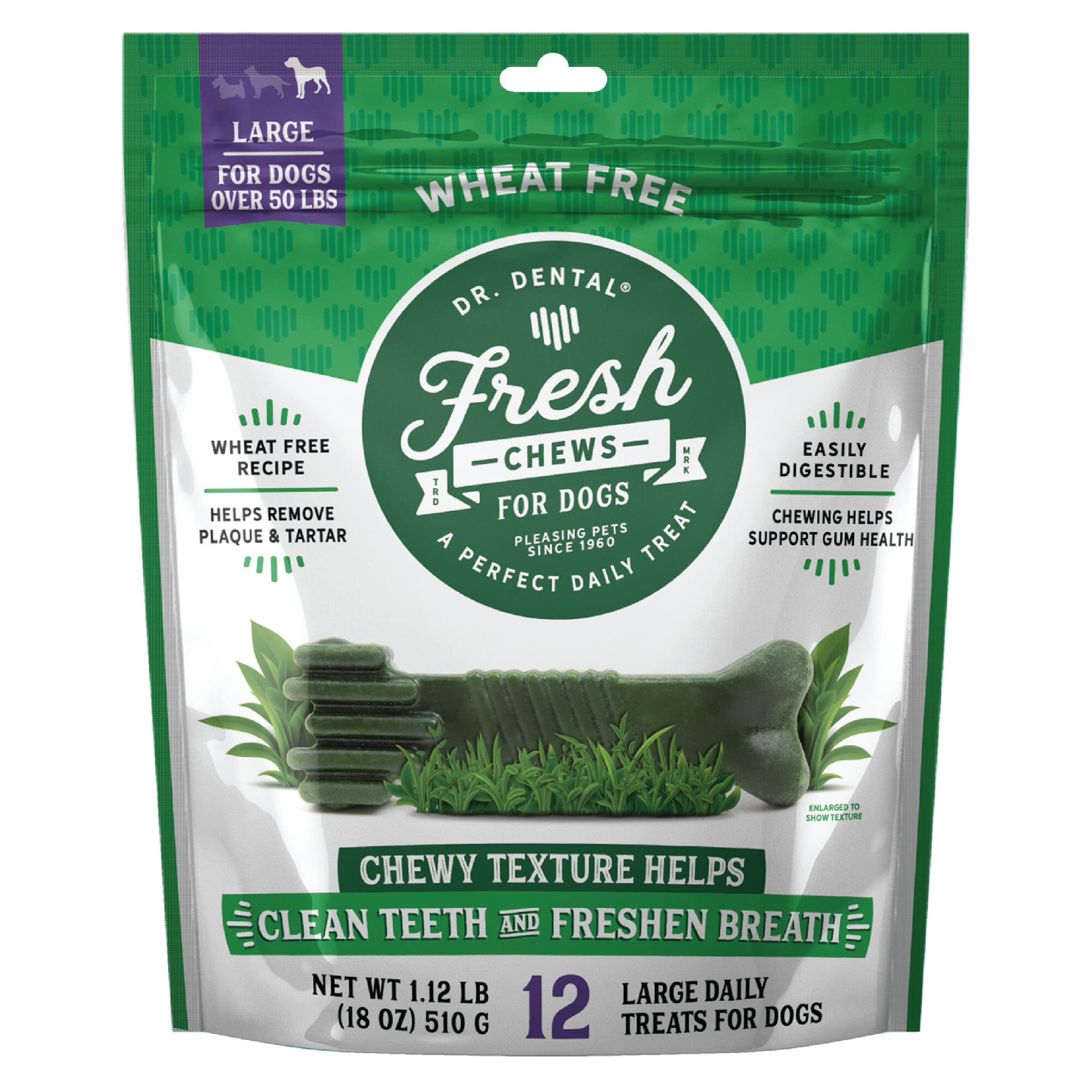 Dr. Dental Large Fresh Chews Dental Dog Treats Clear Large-18 OZ