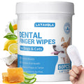 LATAVOLA Dog Teeth Cleaning Wipes - Cat & Dog Dental Wipes - Dog Tooth Brushing Kit Dental Finger Wipes Reduces Plaque & Freshens Breath - 58 Count
